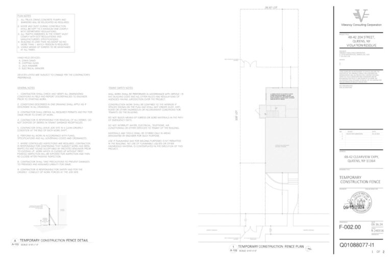 NYC DOB Temporary Construction Fence Permit Engineering Drawing