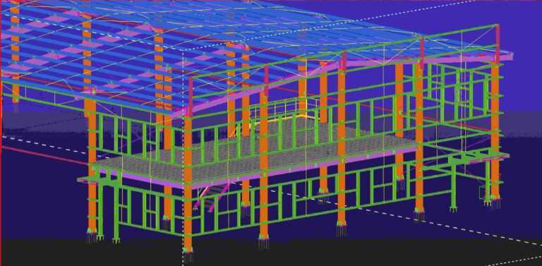 Tekla Model Structural Steel of Two Story Commercial Property
