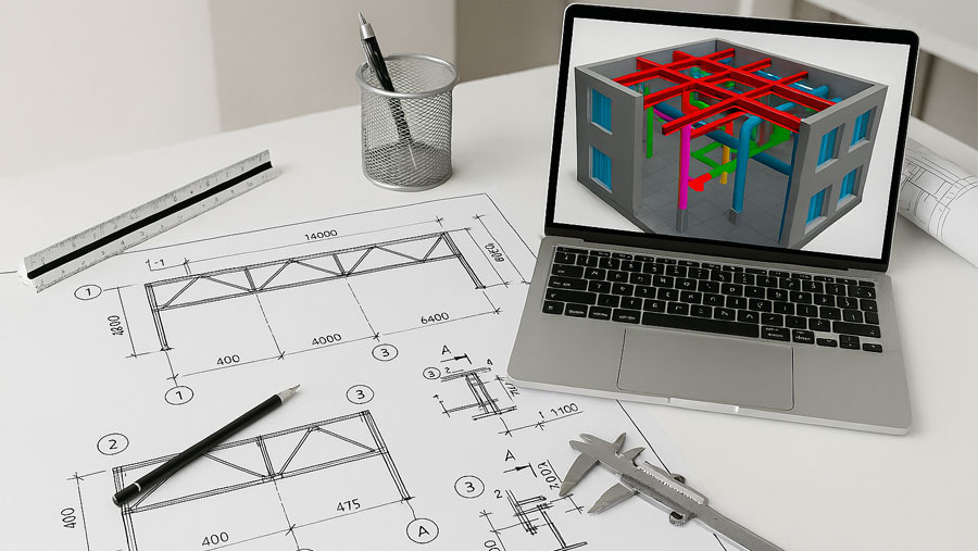 Construction shop drawings and 3D modeling for structural steel projects